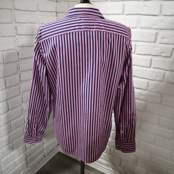 Lauren Ralph Lauren Ladies Size XL Pink & Navy Stripes Loose Fit Blouse - Picture 2 of 14